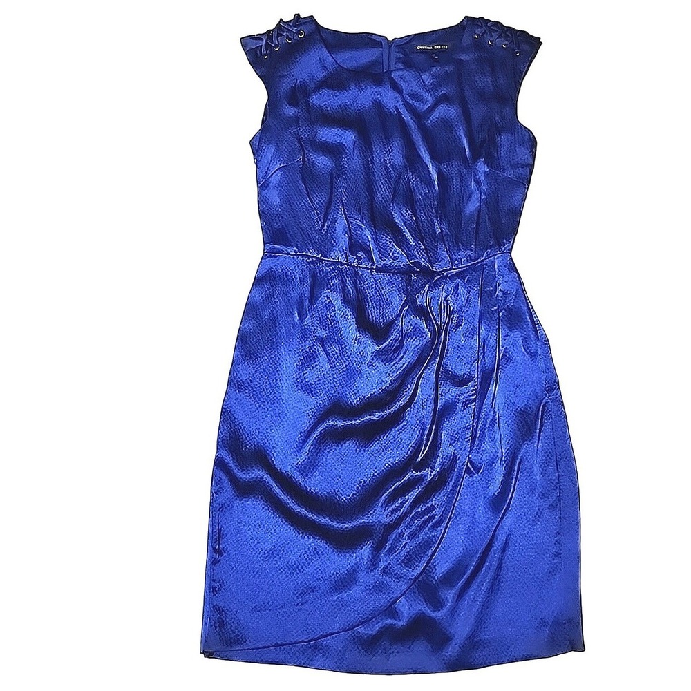Cynthia Steffe Blue Silk Sheath Dress 0 Sleeveless Tulip Hem Cocktail Party